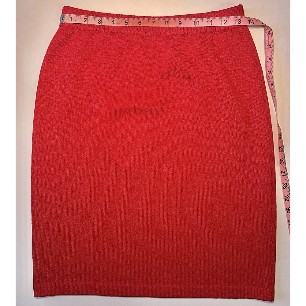 St. John Collection Red Santana Knit Pencil Pull On Skirt by Marie Gray Size: 6 - Picture 5 of 6